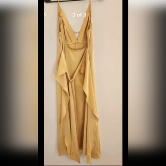 Amy Lynn / Backless Satin Dress / Size Small / Yellow - Picture 4 of 5